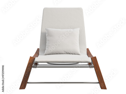 Modern chaise lounge with fabric upholstery and wooden base Fototapeta