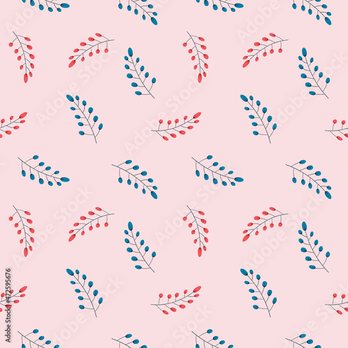 Seamless minimalistic pattern with thin twigs. Endless vector texture