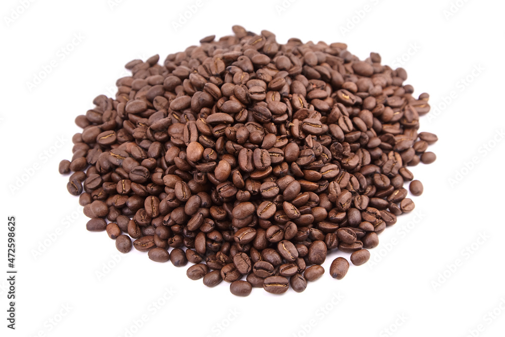 Roasted coffee beans isolated on white Roasted coffee beans isolated on white