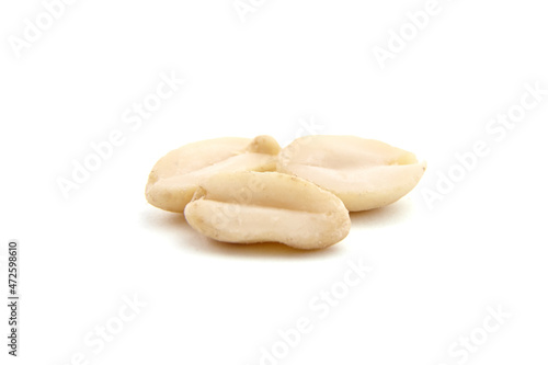 Raw blanched peanuts isolated on white