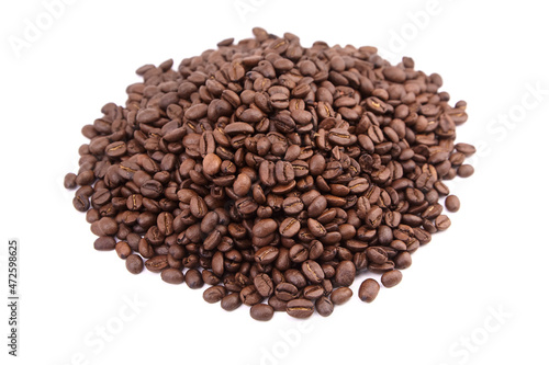 Roasted coffee beans isolated on white