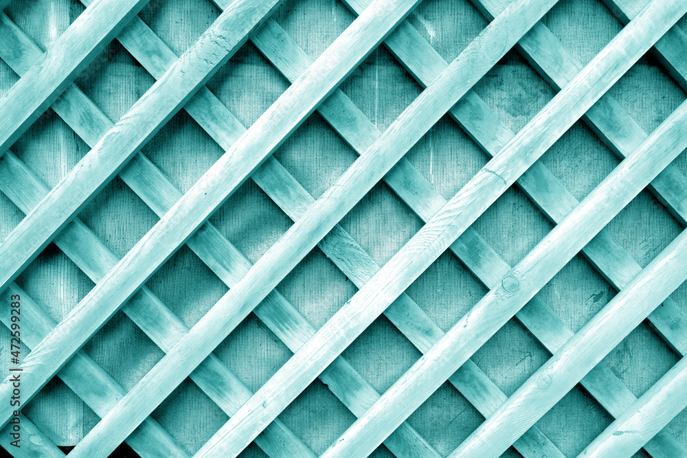 Wooden grid frame decoration element in cyan tone. Wooden grid frame decoration element in cyan tone.