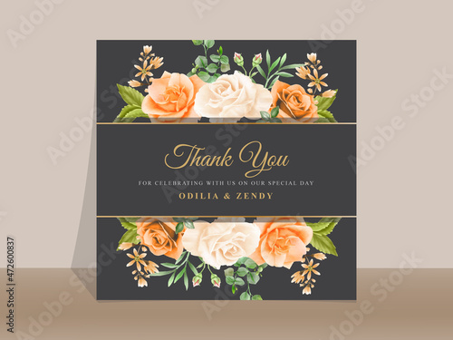 Elegant yellow and orange floral wedding invitation card