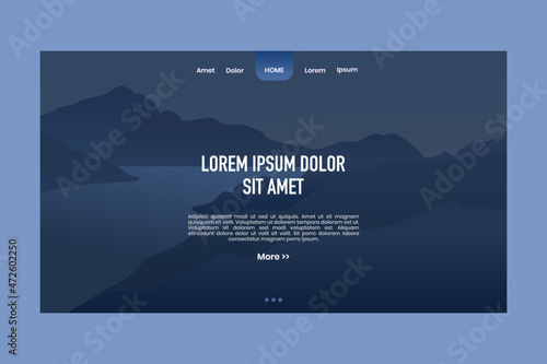 Colorful modern abstract background template landscape website mobile simple social media dark night blue mountain color design