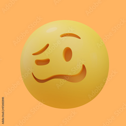 weird face emoji 3d illustration