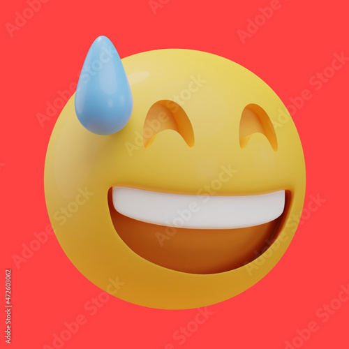 grinning face with sweat emoji 3d illustration