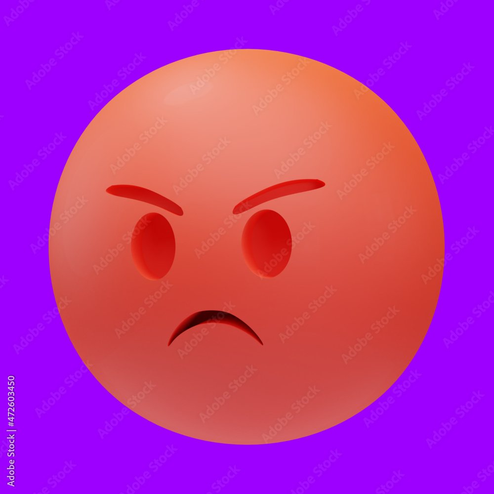 Fototapeta premium angry face emoji 3d illustration