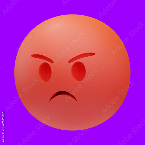 angry face emoji 3d illustration