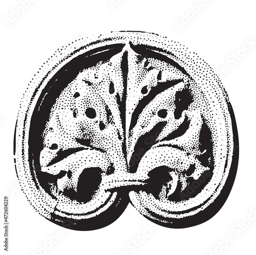 Ancient leaf ornament vector in monochrome halftone style