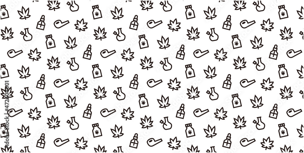 Cannabis icon pattern background for website or wrapping paper (Monotone version)
