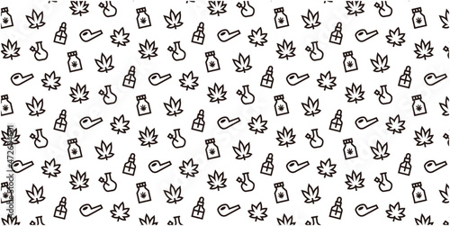 Cannabis icon pattern background for website or wrapping paper (Monotone version)