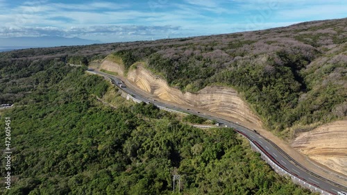 空撮　伊豆大島　地層大切断面