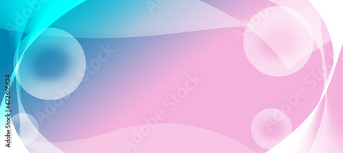 The graphic background is light blue pink   . Modern looking digital curve art of moving waves and abstract circles in colorful gradients