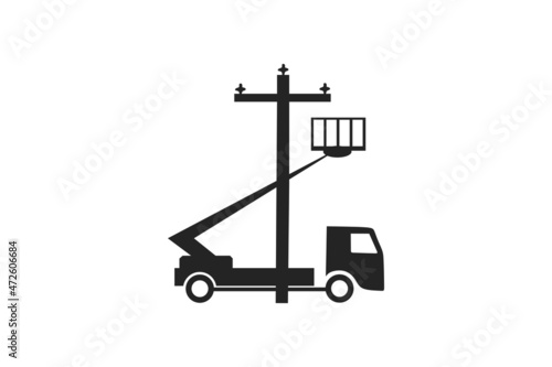 Truck with a lifted truck with a basket