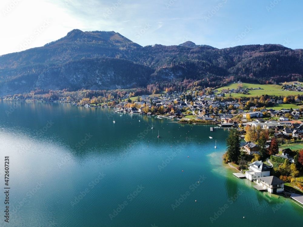 autumn on lake Wolfgangsee in Austria