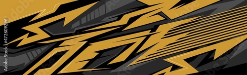 golden and black car decal wrap design vector. Graphic abstract stripe racing background kit designs for vehicle, race car, rally, adventure and livery