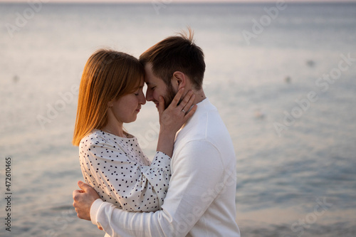 Kaliningrad, Russia. Young couple in love on the seaside