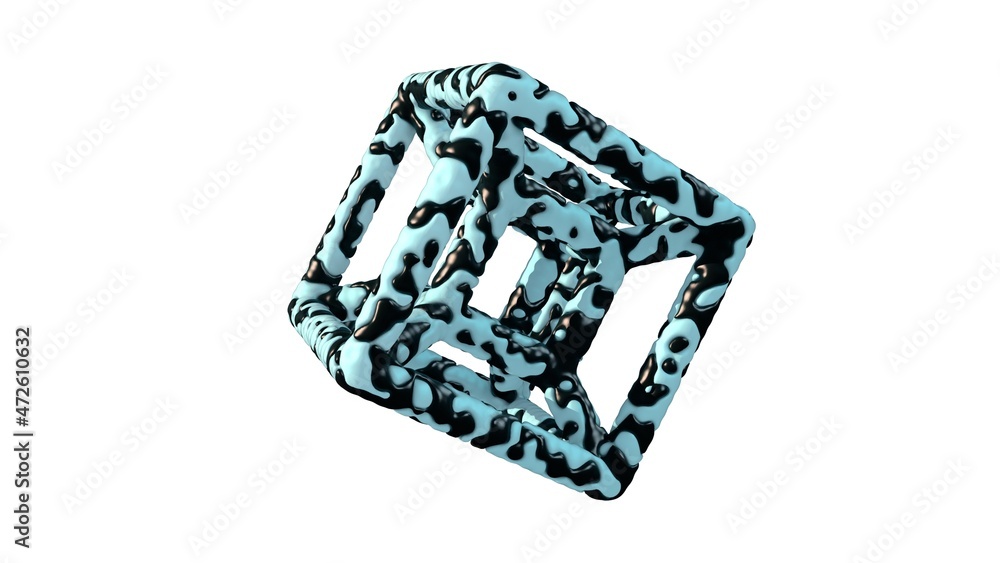 3d rendering of a hypercube. A tesseract made of blue and black materials. Isolated on a white background. 3d rendering of a hypercube. A tesseract made of blue and black materials. Isolated on a white background.