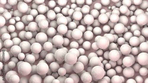 3d rendering of many pink spheres. Background image of a chaotic set of balls. 3d illustration for desktop, screensavers.