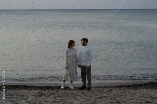 Kaliningrad, Russia. Young couple in love on the seaside