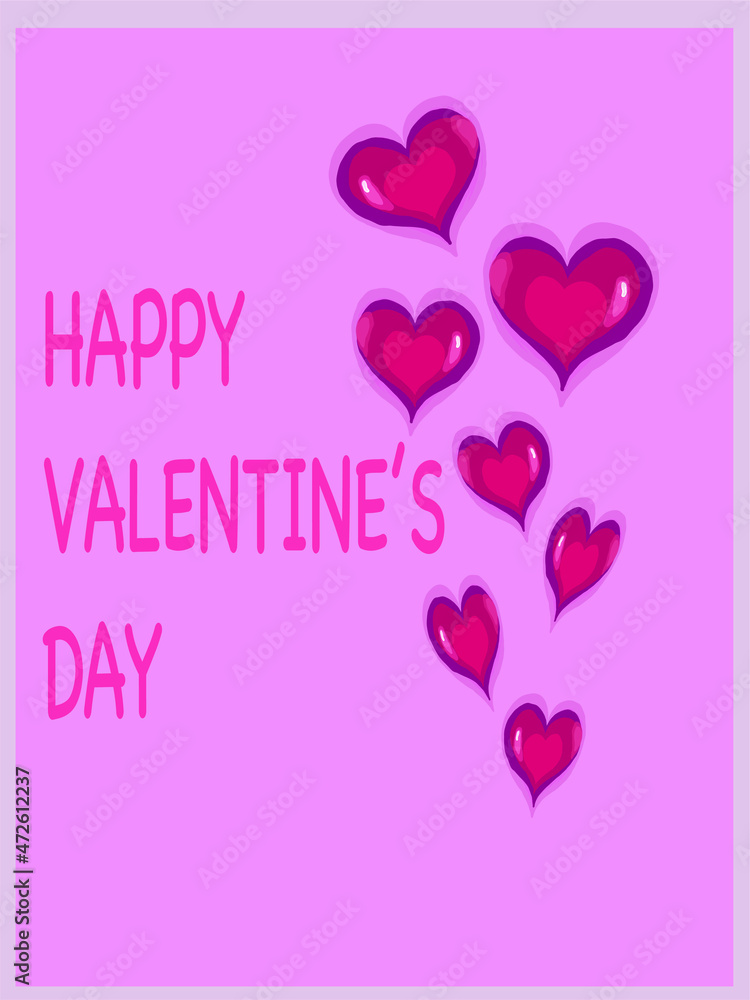 Valentine's Day greeting card. Red hearts.