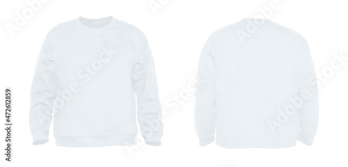 Blank sweatshirt color black on invisible mannequin template front and back view on white background 
