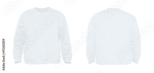 Blank sweatshirt color black on invisible mannequin template front and back view on white background
