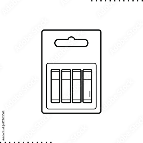 AA or AAA battery package, blister pack isolated vector icon