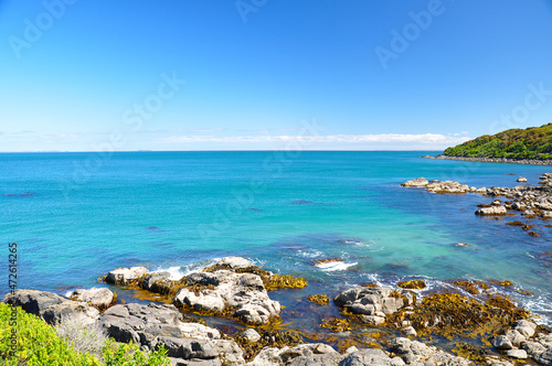 Ocean view from rocky beach in Bluff, New Zealand