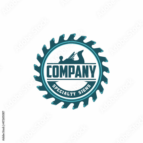 Vintage Carpentry Logo Design With Saw Element