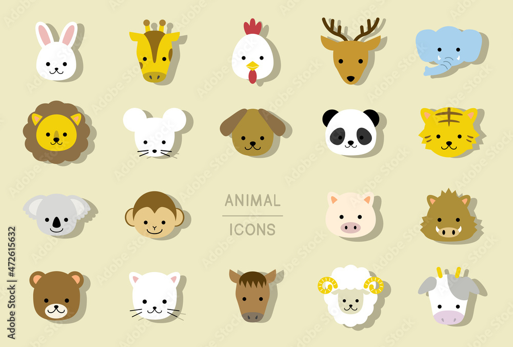 動物アイコン イラスト素材 / vector eps 動物アイコン イラスト素材 / vector eps