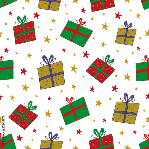 Christmas present seamless pattern. Good for wrapping paper, textile print, cover, label and other decoration.