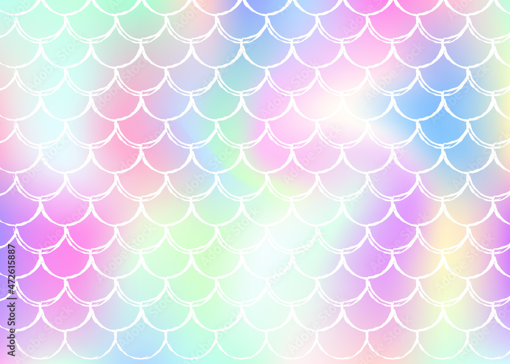 Holographic scale background with gradient mermaid. Holographic scale background with gradient mermaid.
