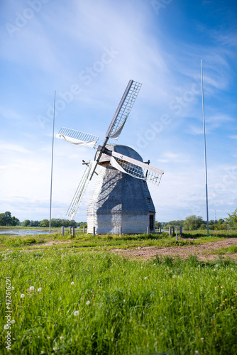Old Gray Windmill Summer Grass