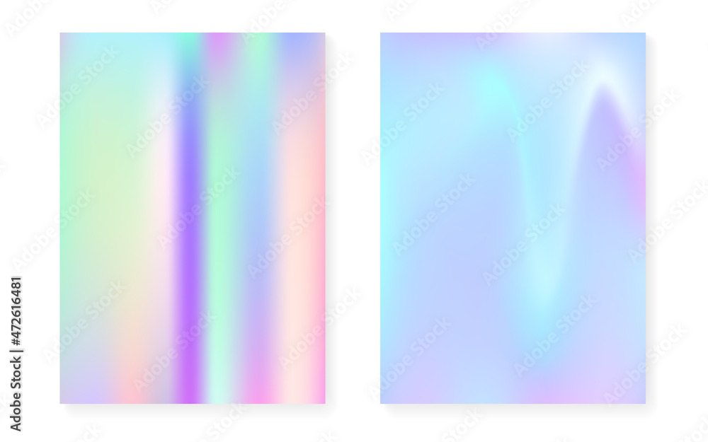 Pearlescent background with holographic gradient. Hologram cover set. Pearlescent background with holographic gradient. Hologram cover set.