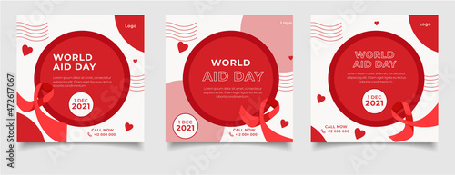 Worlds aids day for social media post or banner template