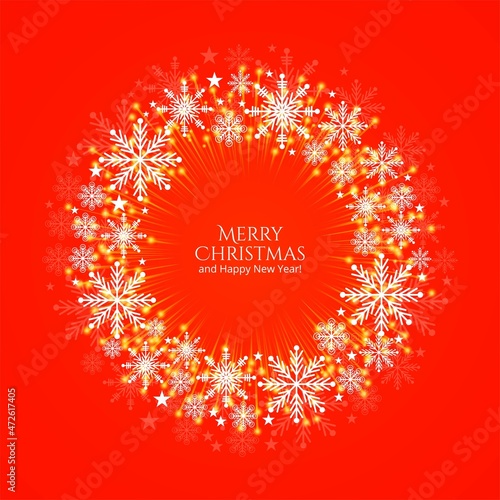 Merry Christmas card beautiful circular snoflakes decorative background photo