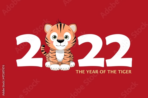 Happy Chinese new year greeting card. 2022 Tiger zodiac. © Ester.V