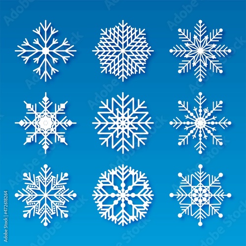 Decorative christmas snowflakes set elements design