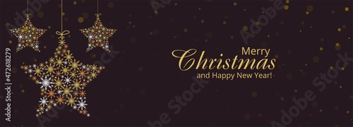 christmas snowflakes stars banner card vector