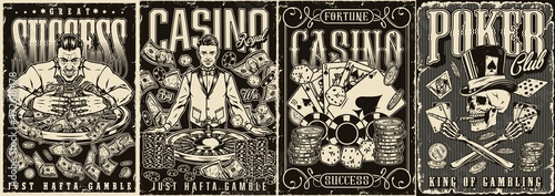 Gambling monochrome posters