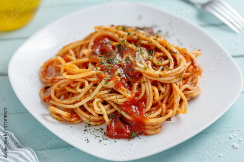 Pasta spaghetti with tomato sauce