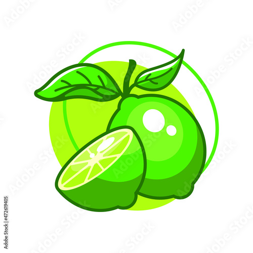 Lime fruit drawing illustration design (ID: 472619405)