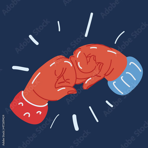 Cartoon vector illustration of Two fists punching