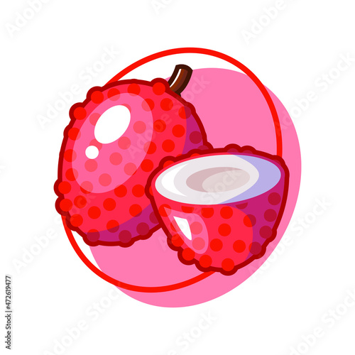 Lychee fruit drawing illustration design (ID: 472619477)