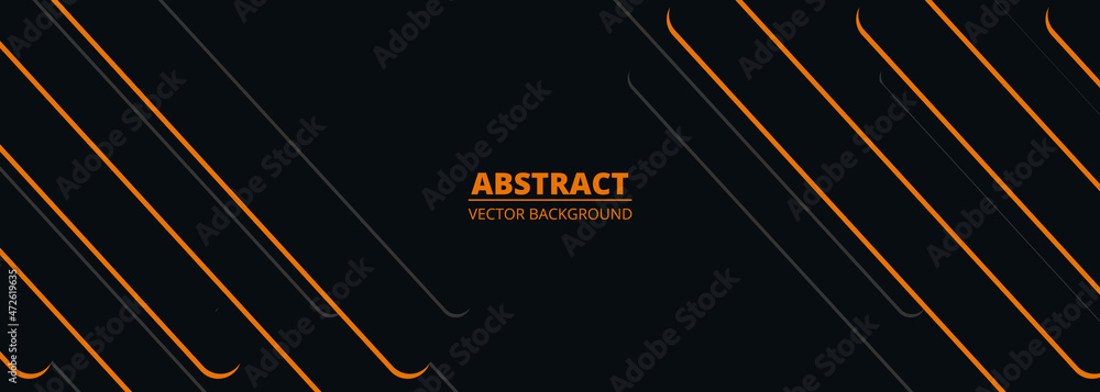 Black and orange abstract modern dimension wide background with orange ...