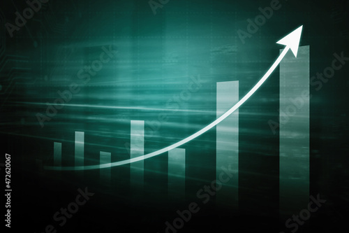 Growing business chart with cityscape background