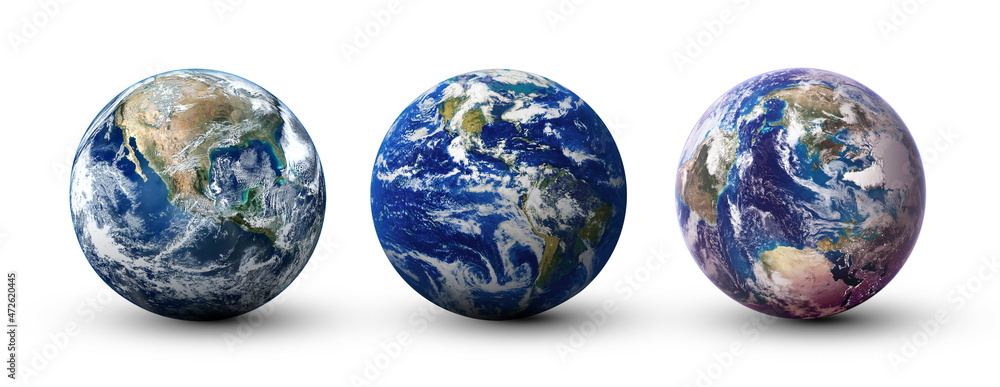 Green planet or Globe Earth isolated on white background. Blue planet for wallpaper. Elements of this image furnished by NASA Green planet or Globe Earth isolated on white background. Blue planet for wallpaper. Elements of this image furnished by NASA