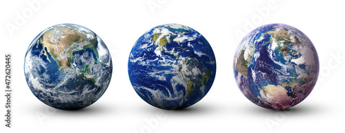 Green planet or Globe Earth isolated on white background. Blue planet for wallpaper. Elements of this image furnished by NASA