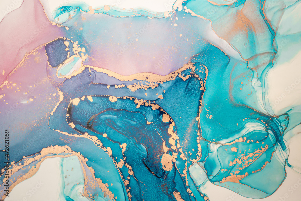 Abstract fluid art painting background in alcohol ink technique ...